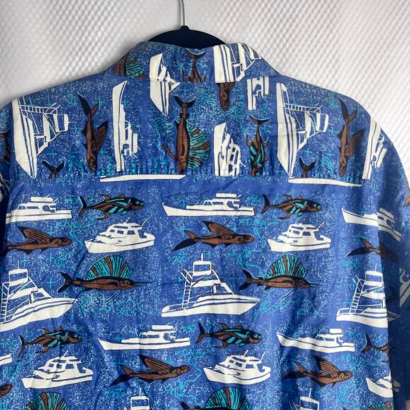 Kahala Hawaiian Islands‎ Shirt Men's XL Blue Boat Swordfish 100% Cotton (D472) - Picture 5 of 7